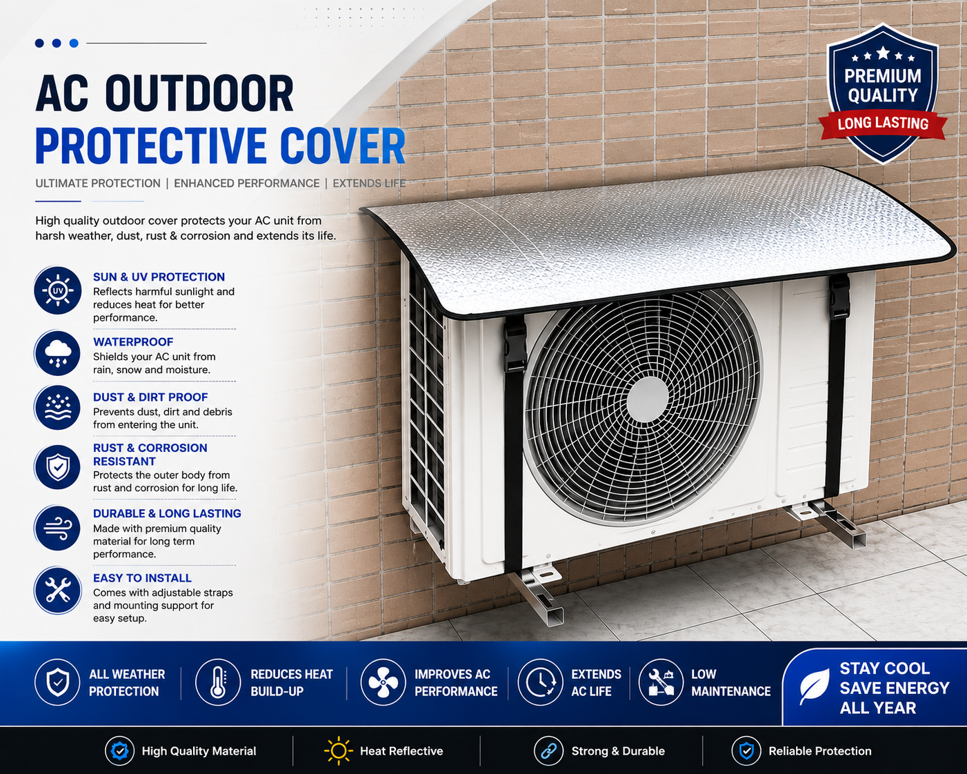 AC Outdoor Unit Cover – Waterproof, UV Resistant & All-Weather Protection