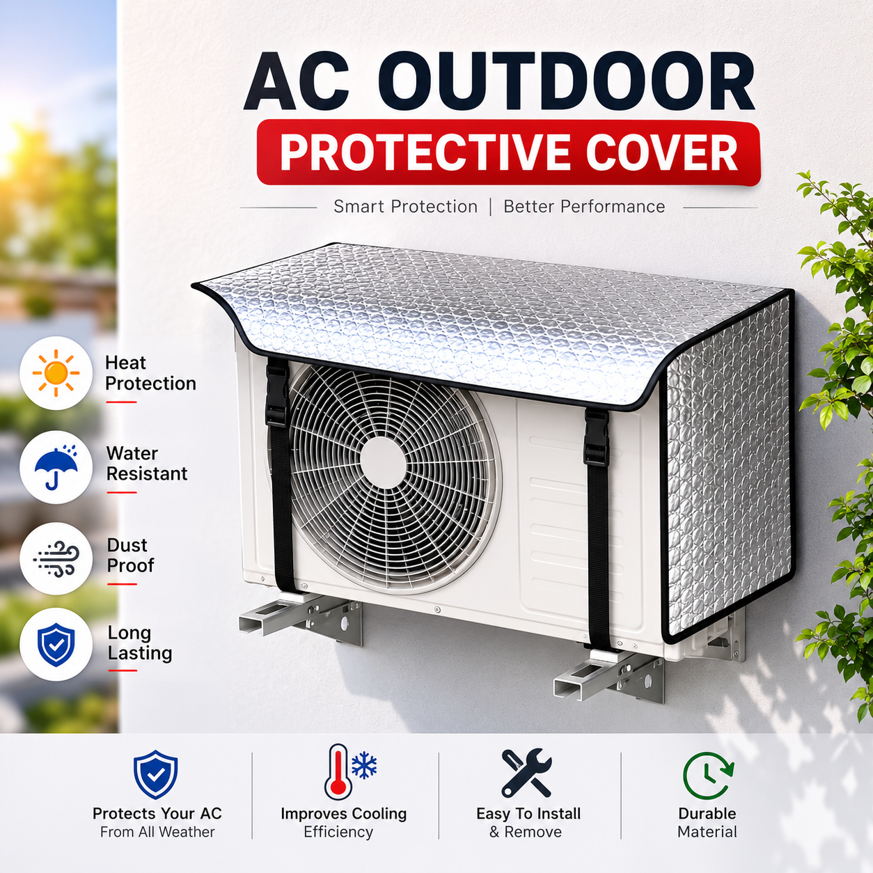 AC Outdoor Unit Cover – Waterproof, UV Resistant & All-Weather Protection