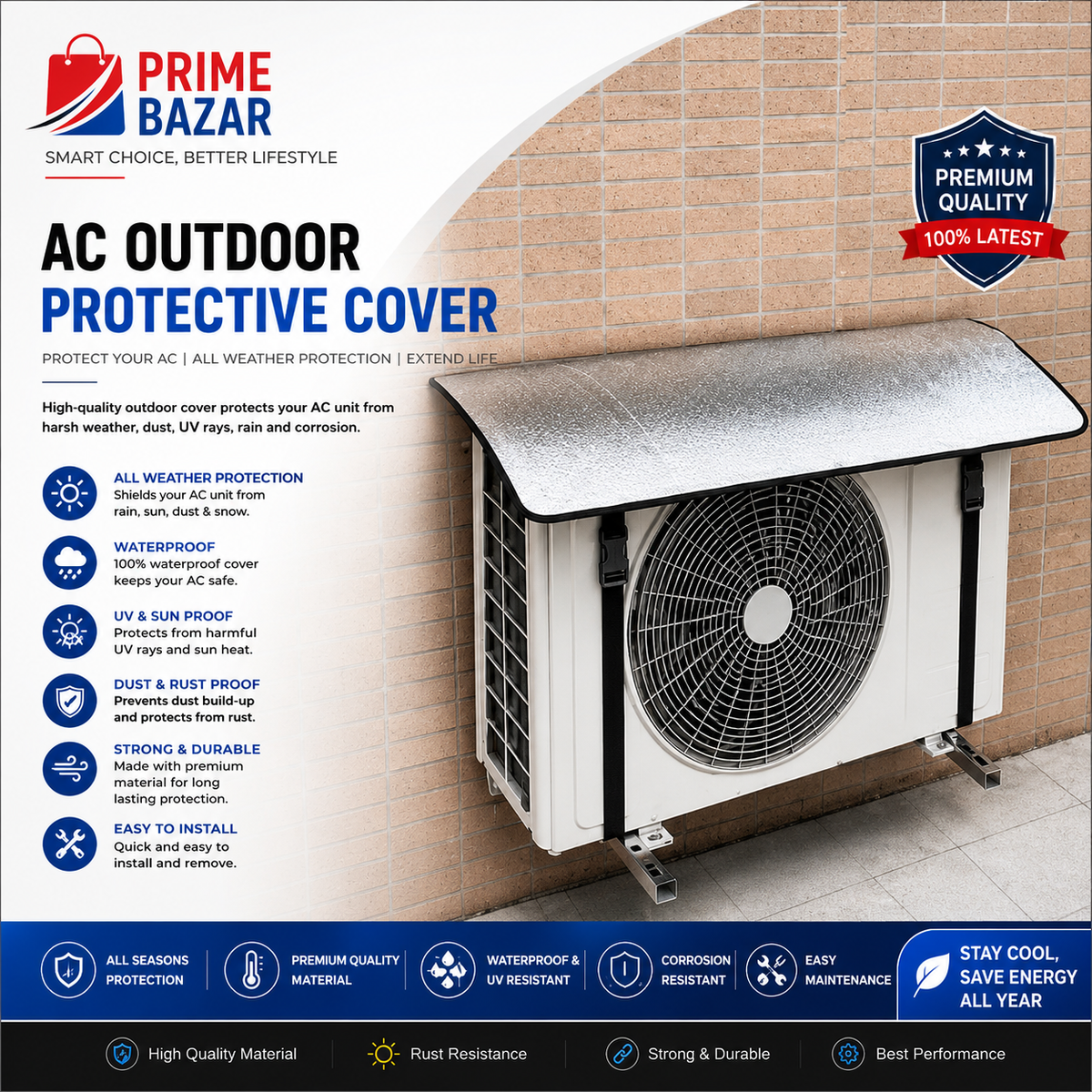 AC Outdoor Unit Cover – Waterproof, UV Resistant & All-Weather Protection