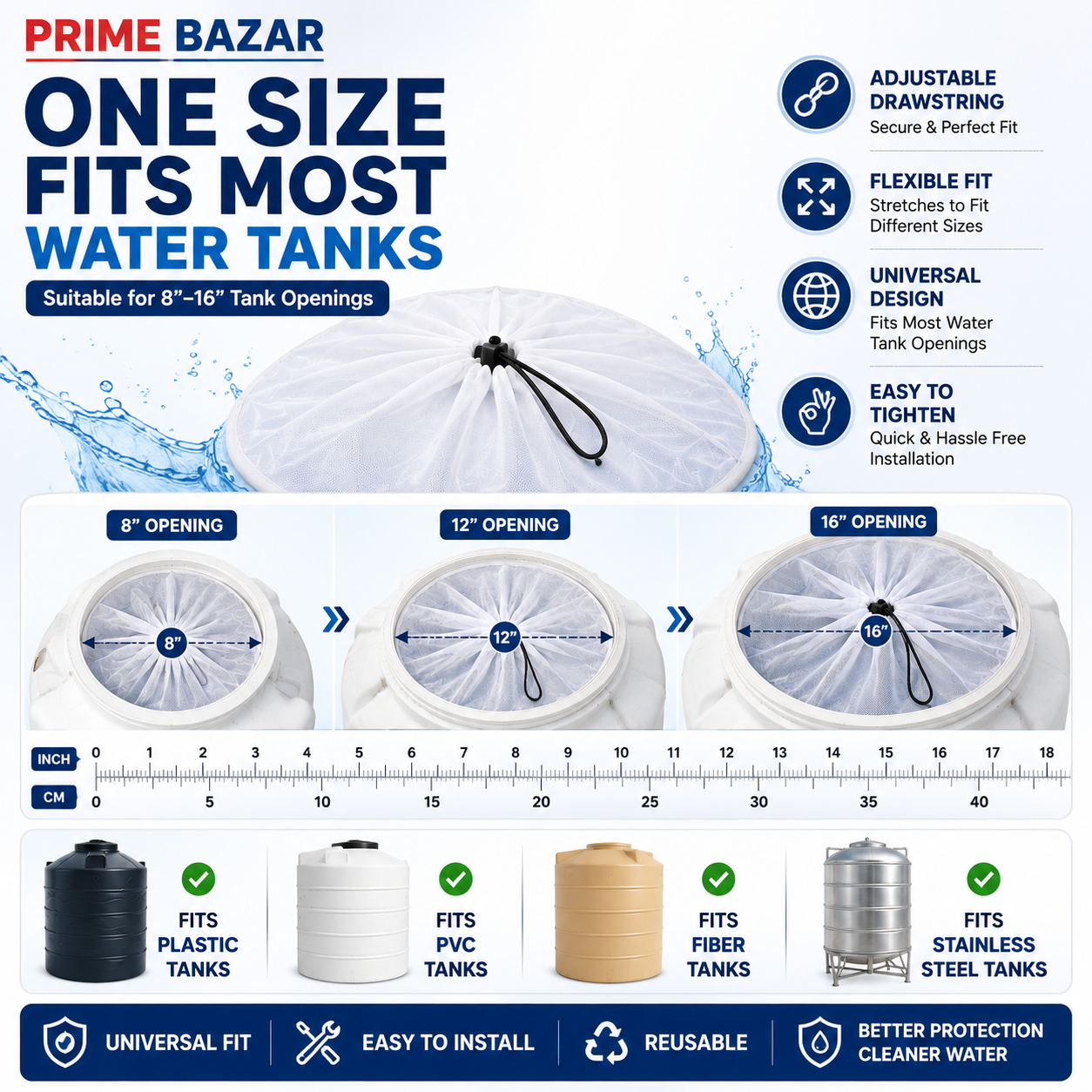 Premium Water Tank Filter Bag | Traps Dirt, Sand & Rust