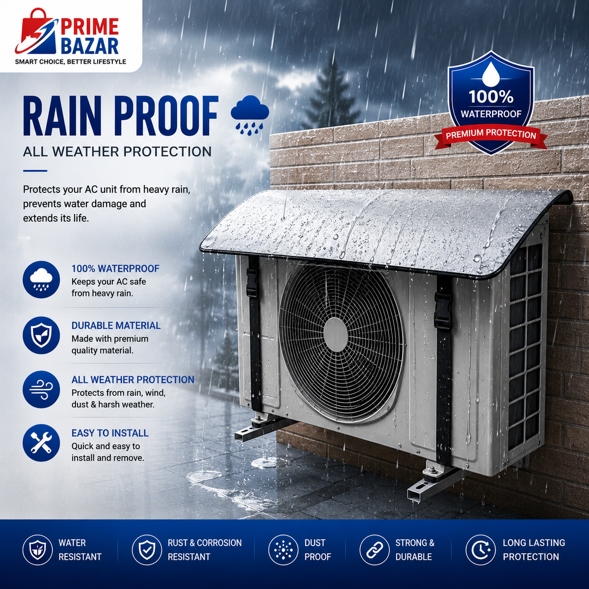 AC Outdoor Unit Cover – Waterproof, UV Resistant & All-Weather Protection