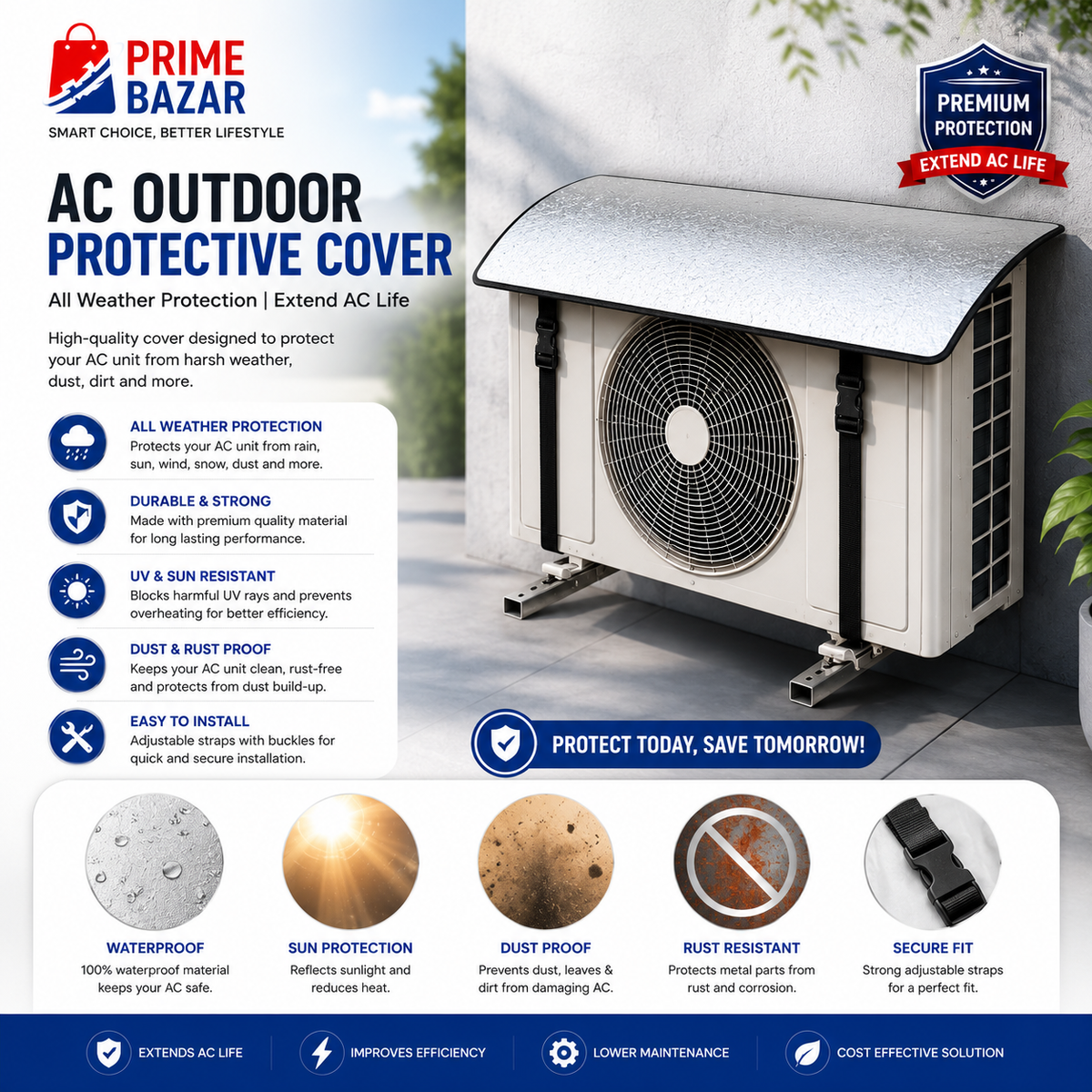 AC Outdoor Unit Cover – Waterproof, UV Resistant & All-Weather Protection